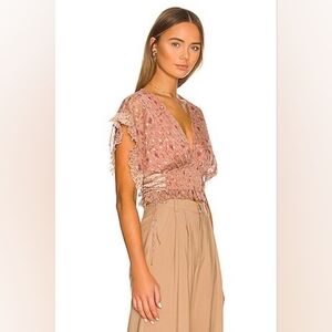 Tularosa Floral Blouse - Rose Pink And Gold